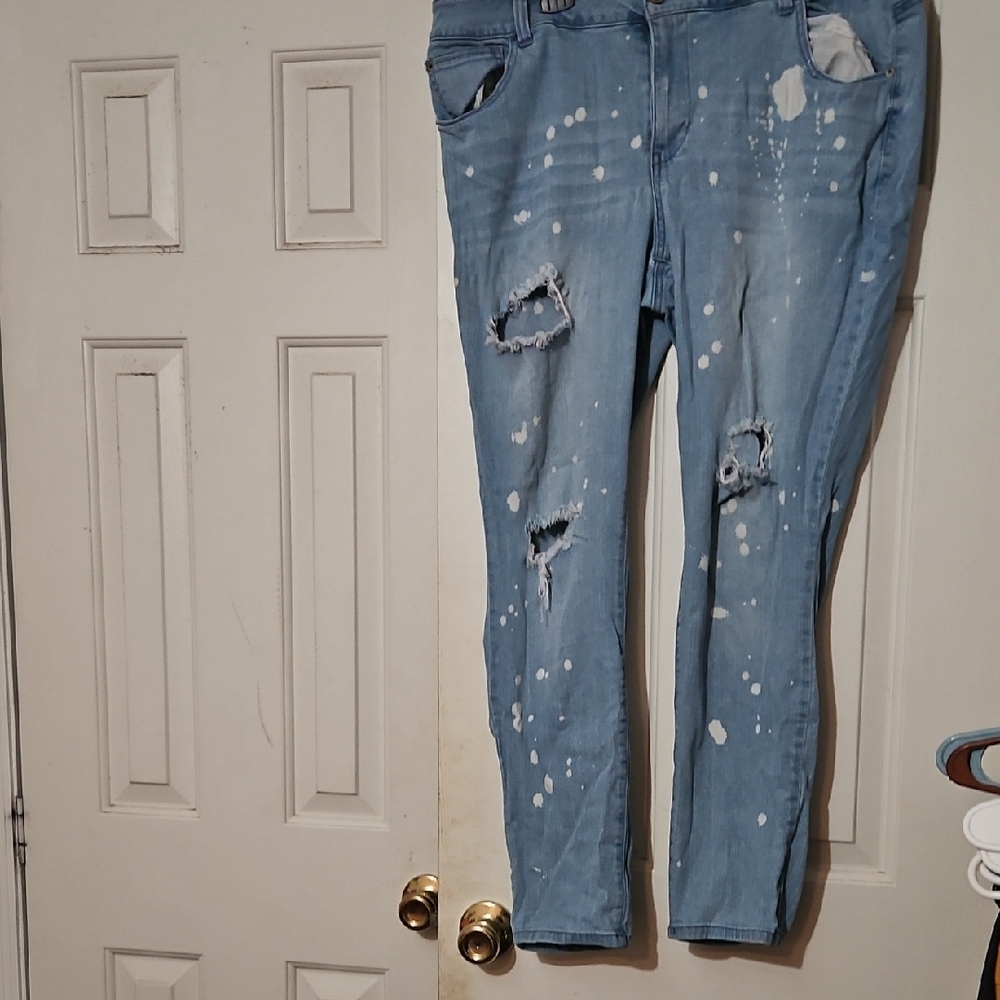 one 5 one Women's Distressed Blue Boyfriend Jeans
